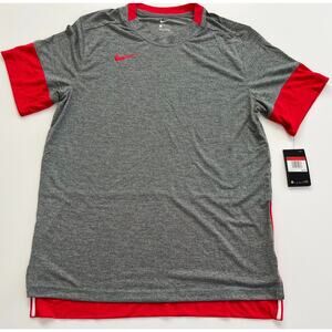 Nike Men's Gray/Red Team Player Short Sleeve CI4545-034 Size L NWT